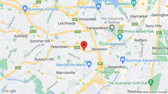 Map of the area around The Cyprus Community Club, 60-76 Stanmore Rd, Stanmore, NSW, 2048, Australia