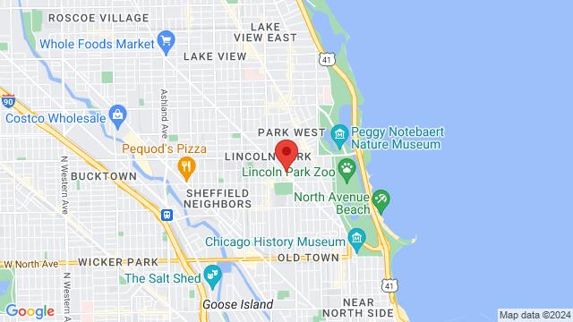 Kaart van de omgeving van The Loft, North Lincoln Avenue, Chicago, IL, USA