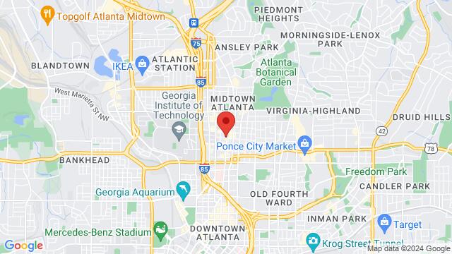 Map of the area around El Valle Kitchen & Bar, 800 Peachtree St NE STE F, Atlanta, GA, 30308, United States