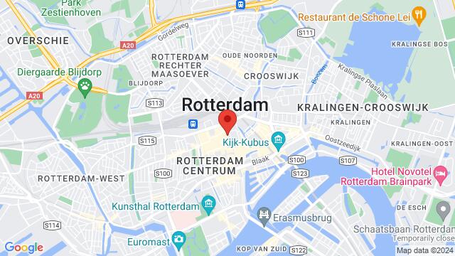 Map of the area around Stadhuisplein, Rotterdam, The Netherlands