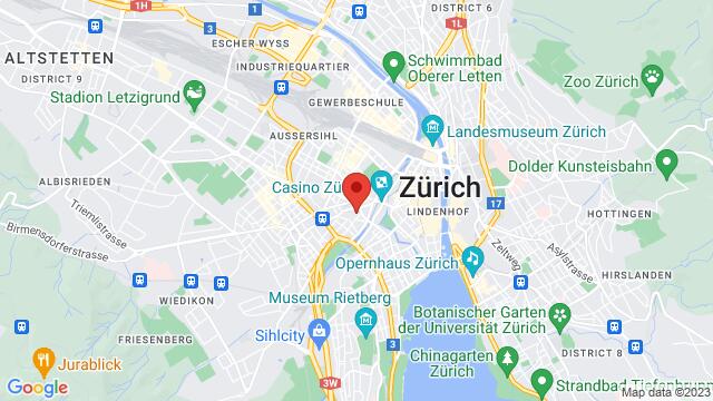 Kaart van de omgeving van Tanzwolke, Hallwylstrasse 26, Zürich, ZH, 8004, Switzerland