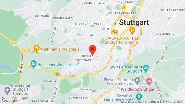 Karte der Umgebung von Das Forró Haus Böblinger Straße 86, 70199, Süd, Stuttgart