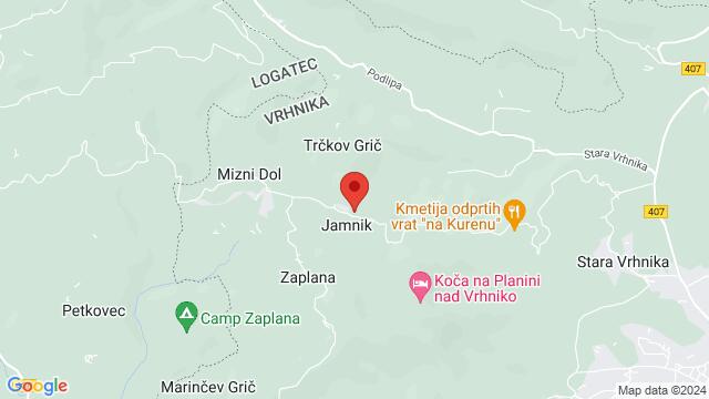 Map of the area around Zavod Kizz Kiss - zavod za promocijo plesa z organiziranjem plesnih izobraževanj in usposabljanj, Jamnik 29, 1360 Vrhnika, Slovenia