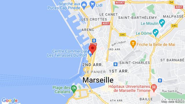 Karte der Umgebung von 10 Place de la Joliette 13002 Marseille