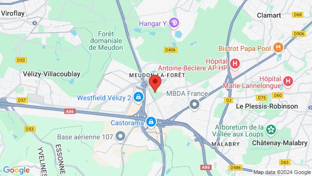 Map of the area around 16 Place Simone Veil 92360 meudon la foret