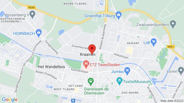 Map of the area around Jules de Beerstraat 6, Tilburg