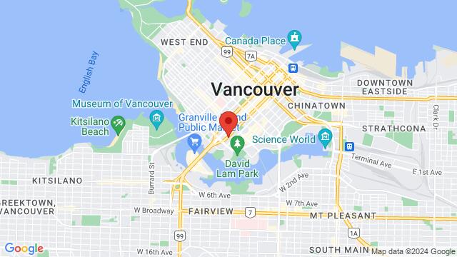 Mapa de la zona alrededor de Baza Dance Studios, 1304 Seymour Street, Vancouver, V6B 3P3, CA