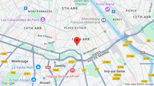 Map of the area around 12 Rue Bourgon 75013 Paris