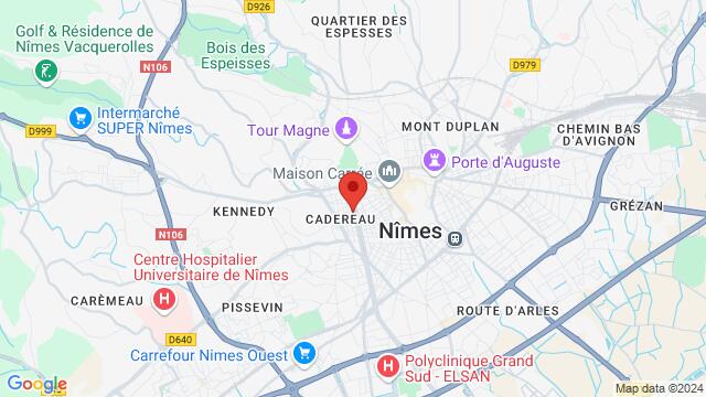 Map of the area around 36 avenue jean jaures 30900 Nîmes