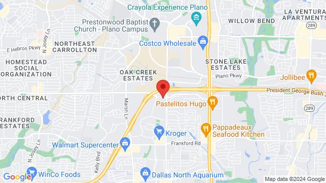 Map of the area around Aldeez Caribbean, Restaurant, Rosemeade Parkway, Dallas, TX, USA