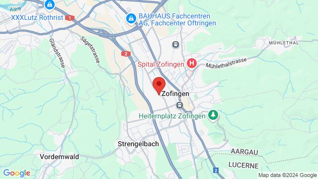 Map of the area around Untere Brühlstrasse 9, 4800 Zofingen