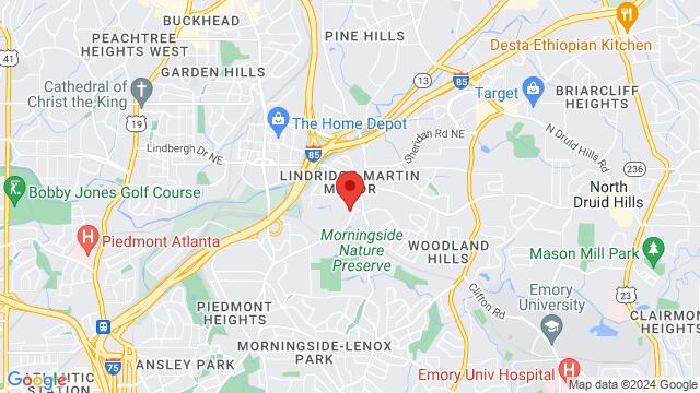 Map of the area around Babas Nightclub, 2184 Cheshire Bridge Rd NE, Atlanta, GA, 30324, United States