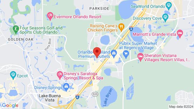 Map of the area around Courtyard by Marriott Orlando Lake Buena Vista at Vista Centre, 8501 Palm Pkwy, Orlando, FL 32836, USA