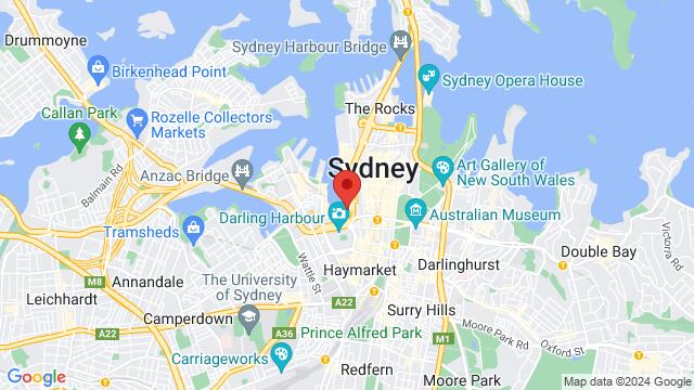 Map of the area around Pontoon Bar Darling Harbour, Cockle Bay Wharf, Wheat Rd, Sydney, NSW, 2000, Australia