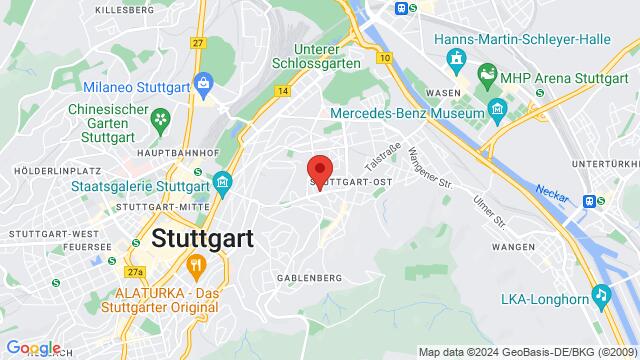 Carte des environs Wagenburgstraße 101, 70186 Stuttgart, Deutschland,Stuttgart, Germany, Stuttgart, BW, DE