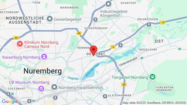 Map of the area around Forró Nürnberg Äußere Sulzbacher Straße 16, 90489, Mitte, Nürnberg