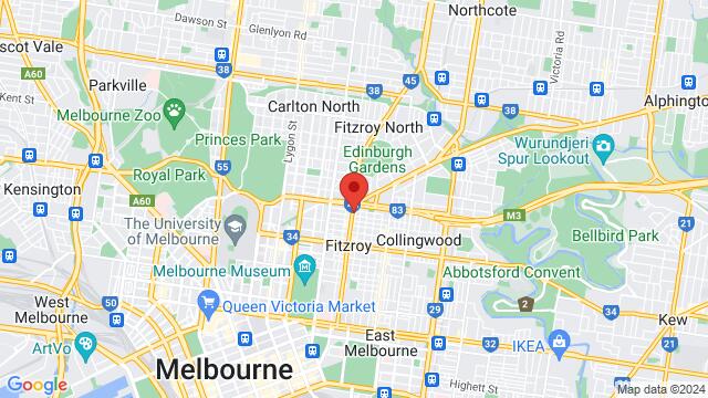 Map of the area around Bachata BEATS, Level 1, 416 Brunswick St. Fitzroy, Melbourne, 3065, Australia