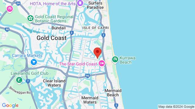 Map of the area around Broadbeach Senior Citizens Centre Inc., 23 T E Peters Dr, Broadbeach QLD 4218, Australia