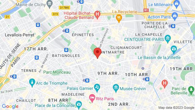 Carte des environs 96 Boulevard de Clichy 75018 Paris