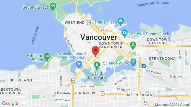 Map of the area around 677 Davie Street, Vancouver, BC, CA