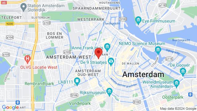 Karte der Umgebung von Rozengracht 117, Amsterdam, Netherlands