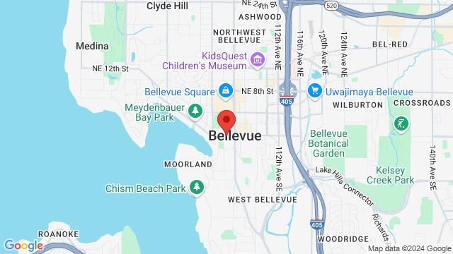 Map of the area around Jocovine Bistro & Events, 10237 Main Street, Bellevue, 98004, 98004, United States