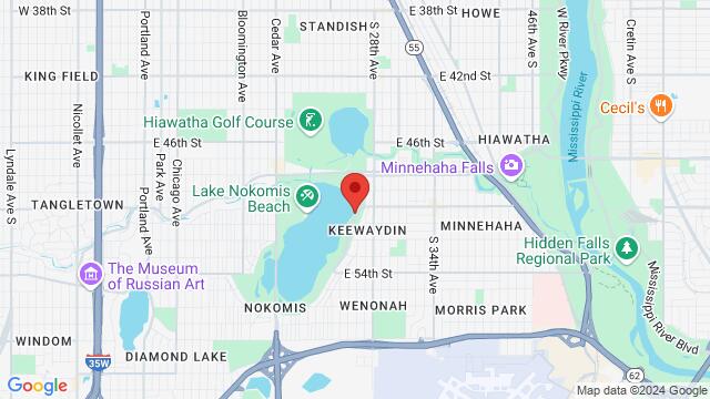 Map of the area around Lake Nokomis Small Beach, Minneapolis, MN, 55417, United States