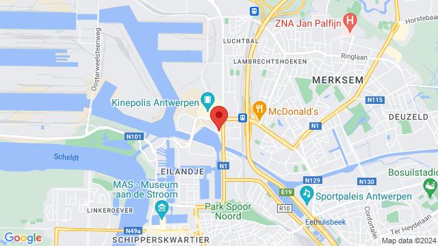 Map of the area around IKON Antwerp Straatsburgdork Noordkaai 3 2000 Antwerpen