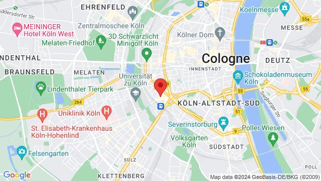 Map of the area around Zülpicher Straße 19,Cologne, Germany, Cologne, NW, DE