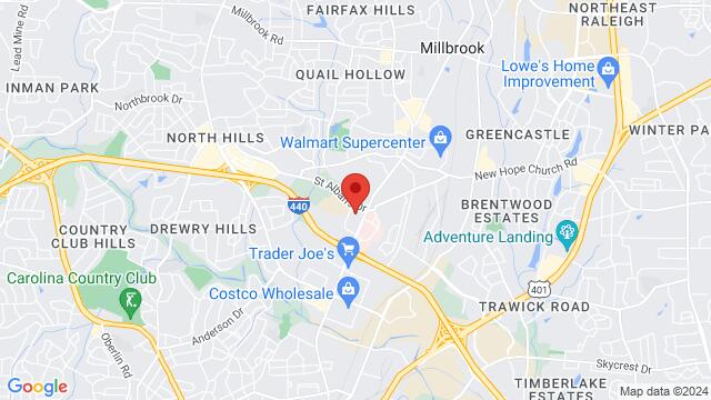 Map of the area around 3415 Wake Forest Rd, 27609, Raleigh, NC, United States