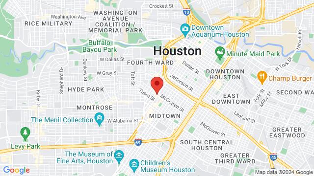 Map of the area around Gloria’s Houston – Midtown, 2616 Louisiana Street, Houston, TX, 77006, United States