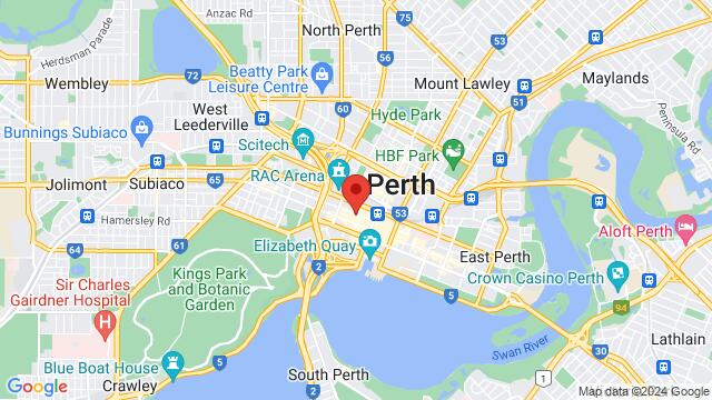 Map of the area around 357 Murray St, Perth WA 6000, Australia,Perth, Western Australia, Perth, WA, AU