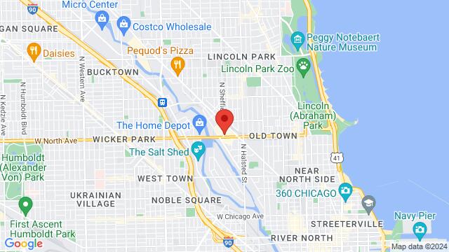 Karte der Umgebung von Urbanity Dance Chicago, North Sheffield Avenue, Chicago, IL, USA
