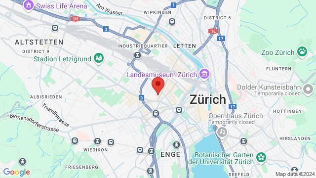 Karte der Umgebung von Kanzleistrasse 78, 8004 Zürich, Svizzera