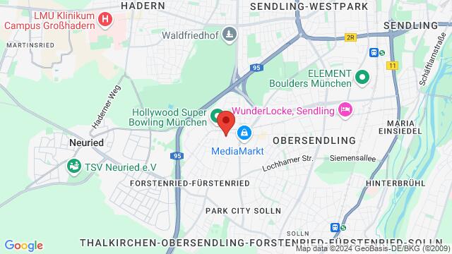 Map of the area around Munique Dança e. V. Züricher Str. 35, 81476, Thalkirchen-Obersendling-Forstenried-Fürstenried-Solln, München