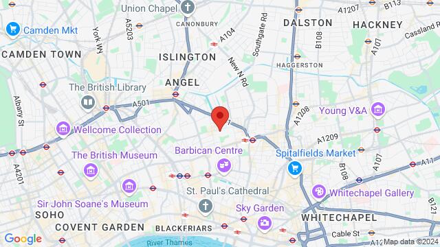 Map of the area around Ghappy Feet Studios, 19-23 Ironmonger Row, London, EC1V 3QN, United Kingdom