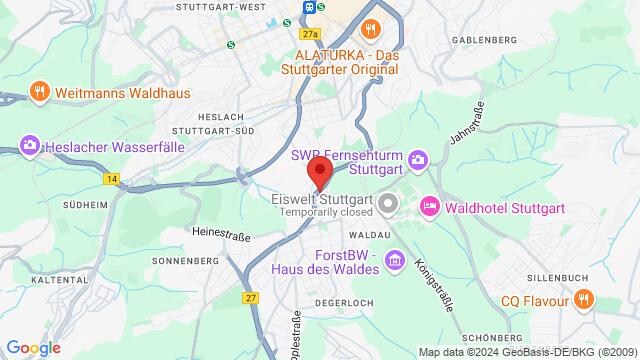 Map of the area around Sportschule Kiedaisch Ob. Weinsteige 46, 70597 Stuttgart