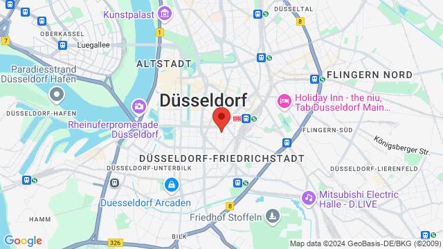 Map of the area around KizMe Düsseldorf, Adersstraße 78, 40215 Düsseldorf, Germany