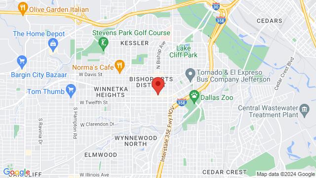 Map of the area around Ocho Latin Cuisine Events, Jefferson Boulevard, Dallas, TX, USA