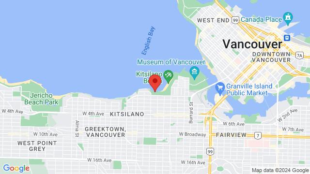 Map of the area around Kits Showboat, 2300 Cornwall Ave, Vancouver, BC, V6K, Canada