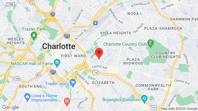 Map of the area around The Royal Tot, Louise Avenue, Charlotte, NC, USA