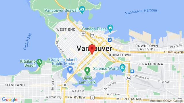 Map of the area around Salsa Studio – Granville, 927 Granville Street Studio 5, Vancouver, British Columbia, V6Z 1L3, Canada