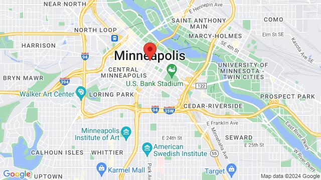 Map of the area around Minneapolis, MN, USA