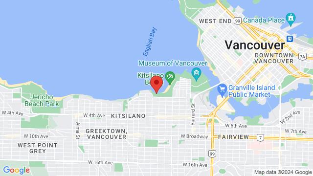 Map of the area around 2300 Cornwall Ave, 2300 Cornwall Ave, Vancouver, BC, V6K, Canada