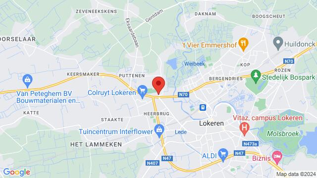 Map of the area around Parochiezaal Heirbrug Veerstraat 12 9160 Lokeren