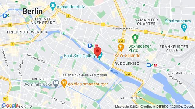 Map of the area around Mühlenstraße 63, 10243, Berlin, BE, DE