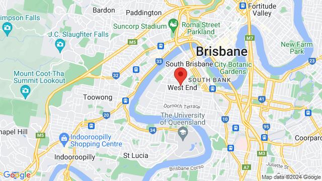 Map of the area around West End, Brisbane, Austrailia