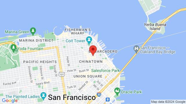 Map of the area around Cigar Bar and Grill, 850 Montgomery St, San Francisco, CA, 94133, United States