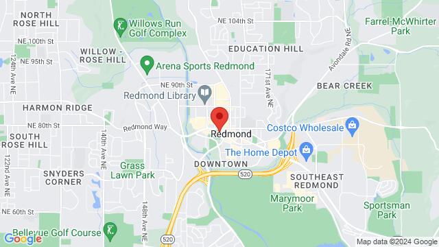 Map of the area around Redmond Downtown Park, 16101 NE, Redmond Way, Redmond, WA, 98052, United States