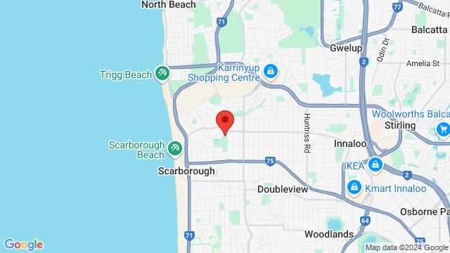 Map of the area around Scarborough Po, 75 Deanmore Rd, Scarborough WA 6019, Australia,Perth, Western Australia, Perth, WA, AU